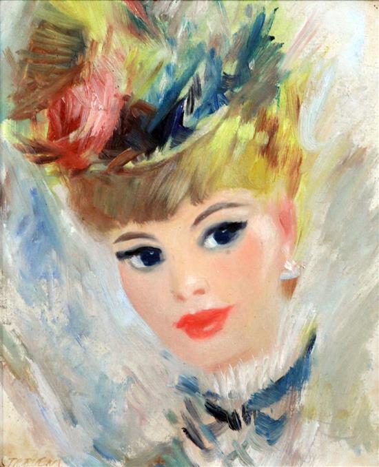 John Strevens (1902-1990) Portrait of a young lady 11 x 9in.